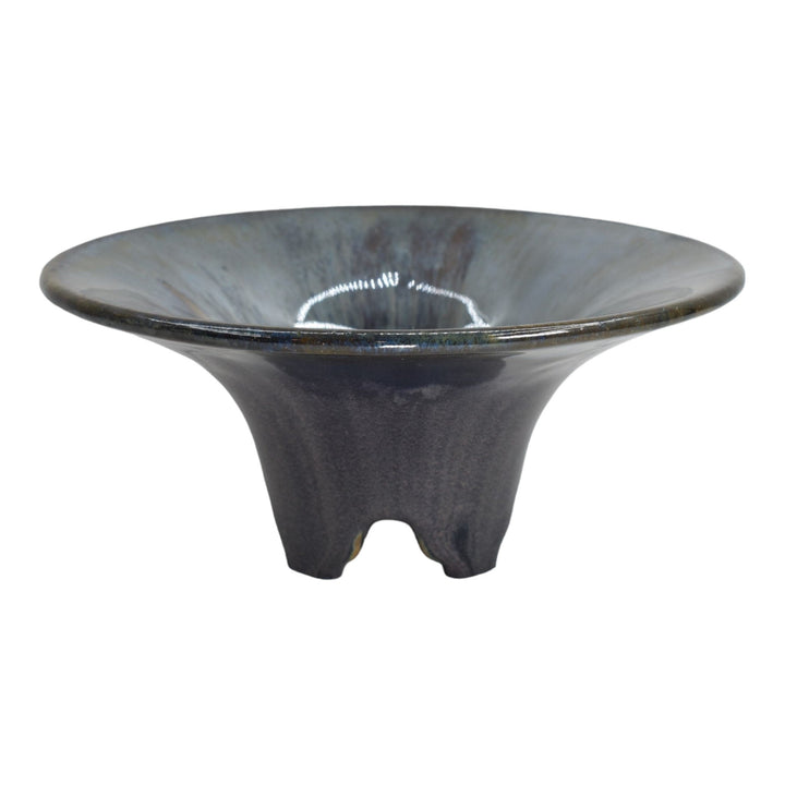 Fulper 1917-34 Art Pottery Blue Flowing Glaze Footed Ceramic Bowl 447