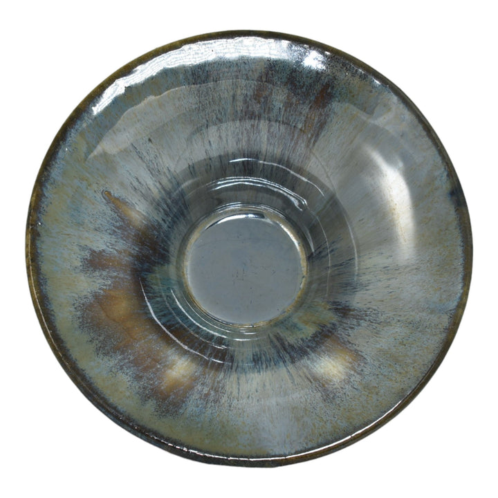 Fulper 1917-34 Art Pottery Blue Flowing Glaze Footed Ceramic Bowl 447