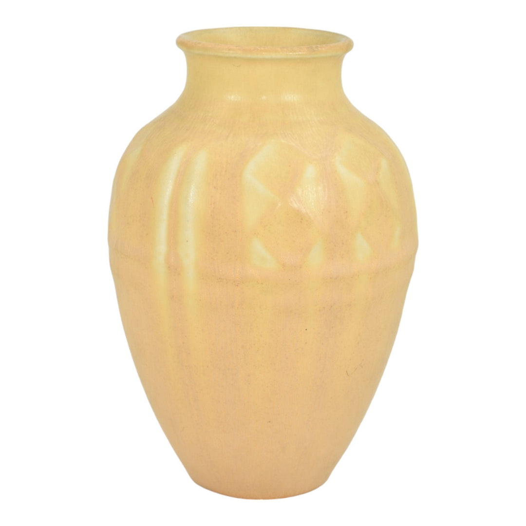 Rookwood 1934 Vintage Art Deco Pottery Yellow Geometric Flower Vase 6464