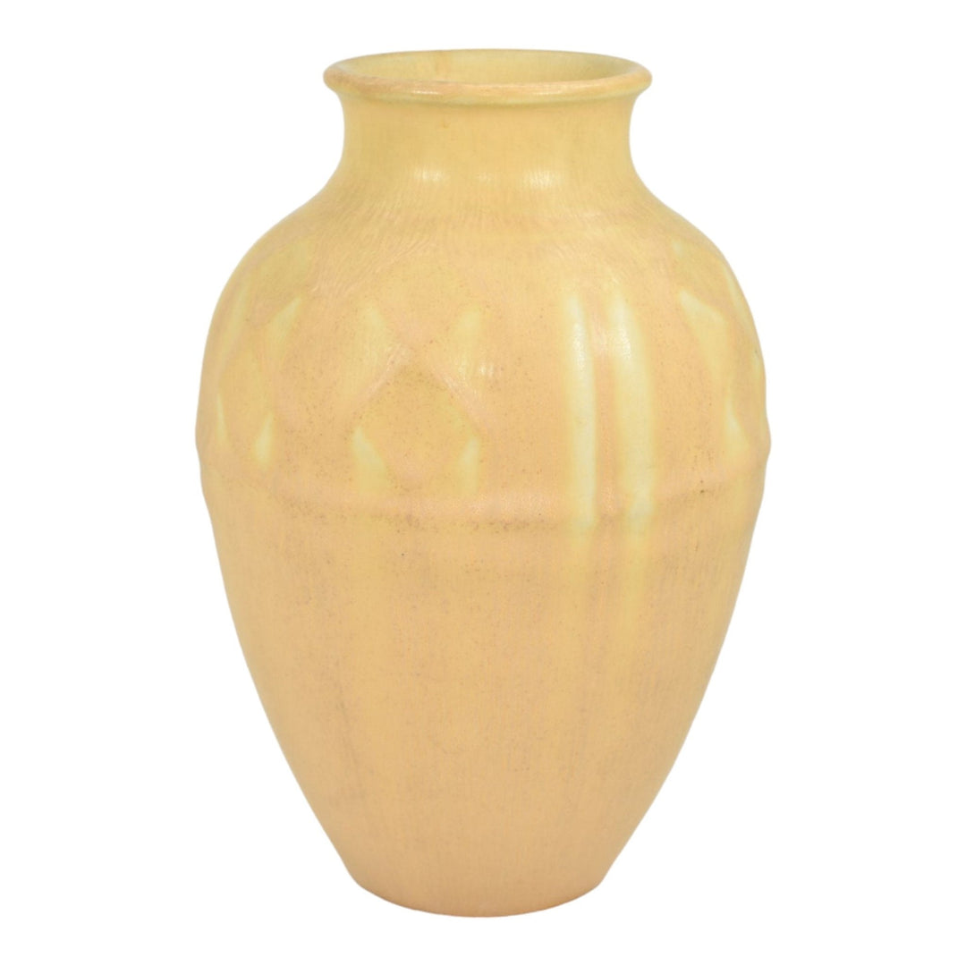 Rookwood 1934 Vintage Art Deco Pottery Yellow Geometric Flower Vase 6464