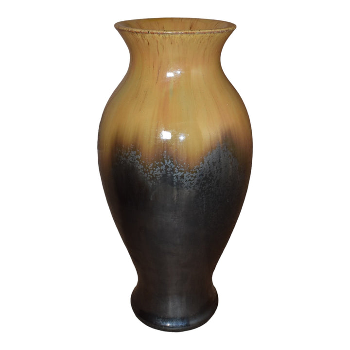 Fulper 1909-17 Arts And Crafts Pottery Brown And Mirror Black Ceramic Vase 536