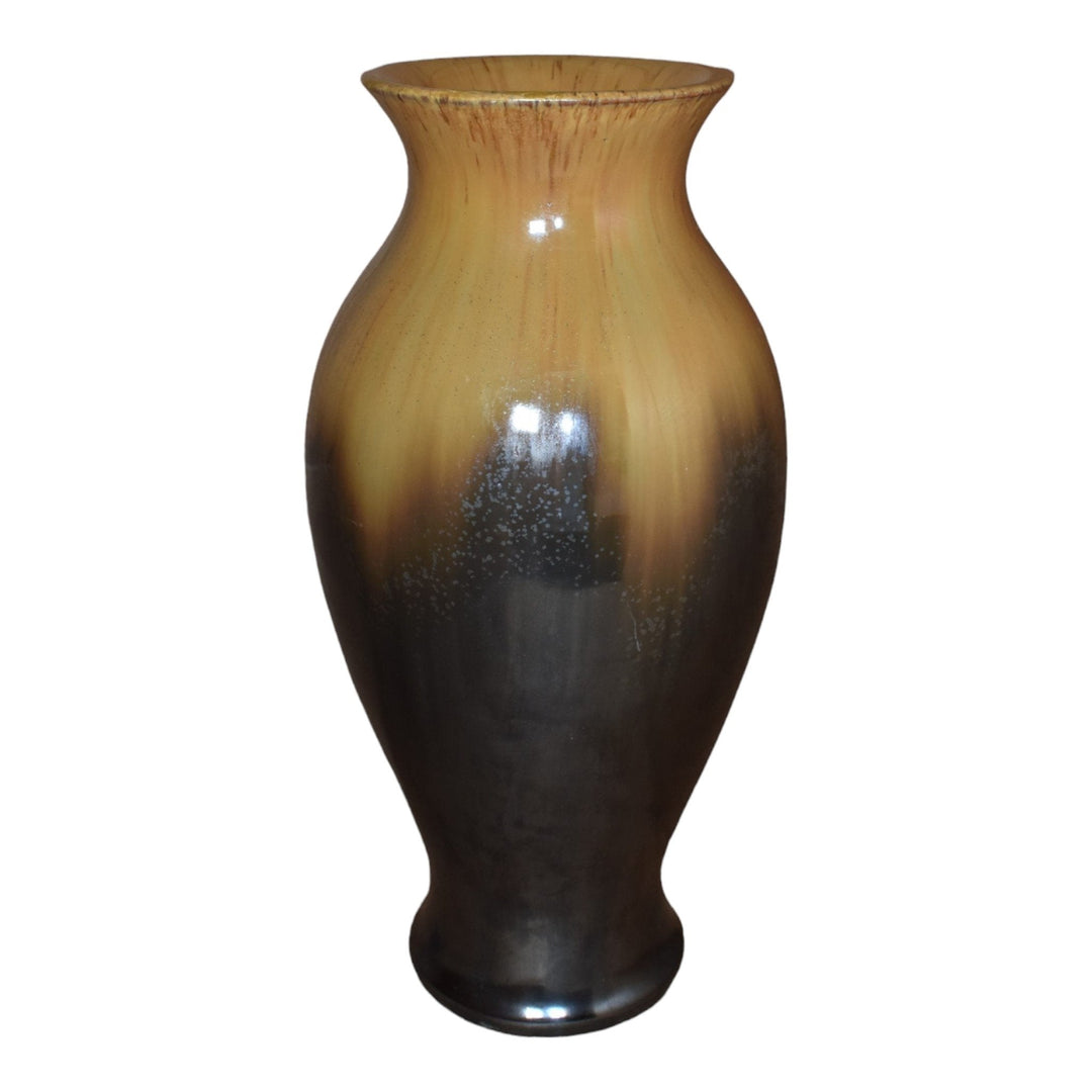 Fulper 1909-17 Arts And Crafts Pottery Brown And Mirror Black Ceramic Vase 536