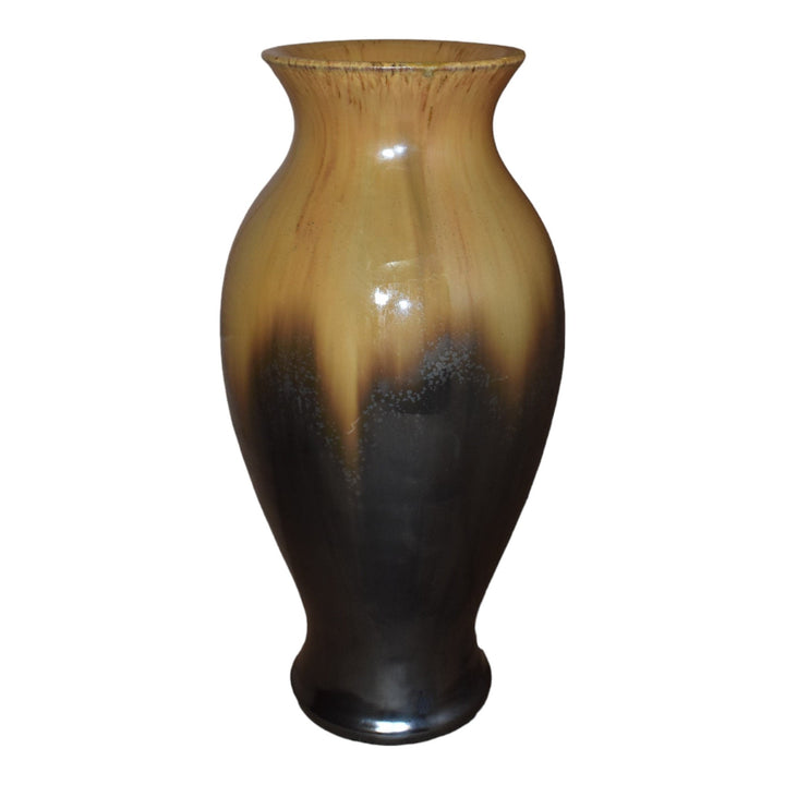 Fulper 1909-17 Arts And Crafts Pottery Brown And Mirror Black Ceramic Vase 536