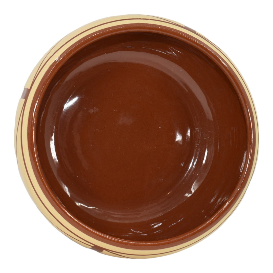 Pine Ridge Sioux Dakota Pottery Hand Made Geometric Design Brown Bowl Irving - Just Art Pottery