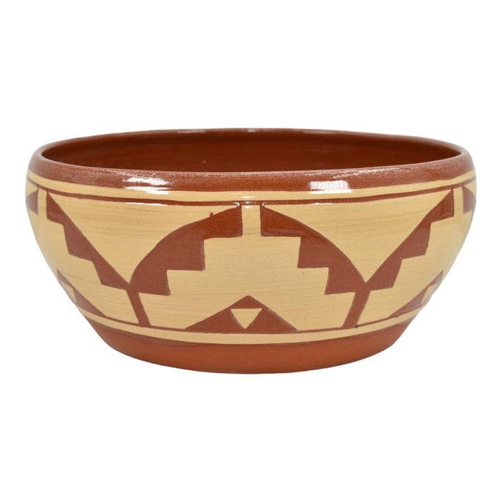 Pine Ridge Sioux Dakota Pottery Hand Made Stair Bowl Irving - Just Art Pottery