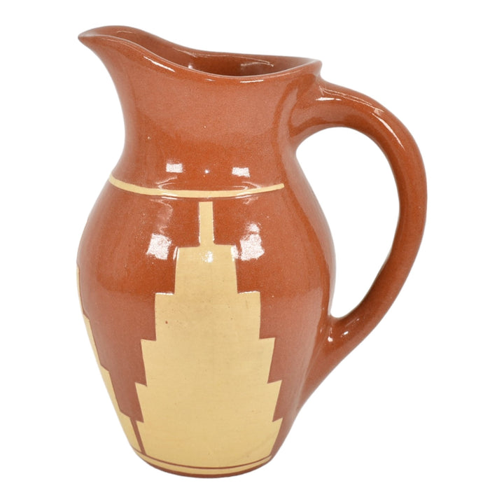 Pine Ridge Sioux Dakota Art Pottery Native American Brown Ceramic Pitcher Irving - Just Art Pottery