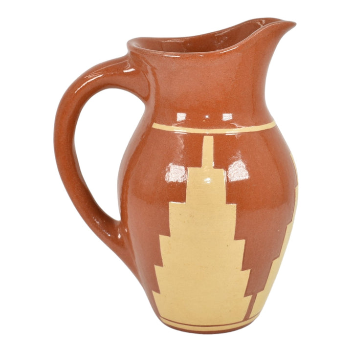 Pine Ridge Sioux Dakota Art Pottery Native American Brown Ceramic Pitcher Irving - Just Art Pottery