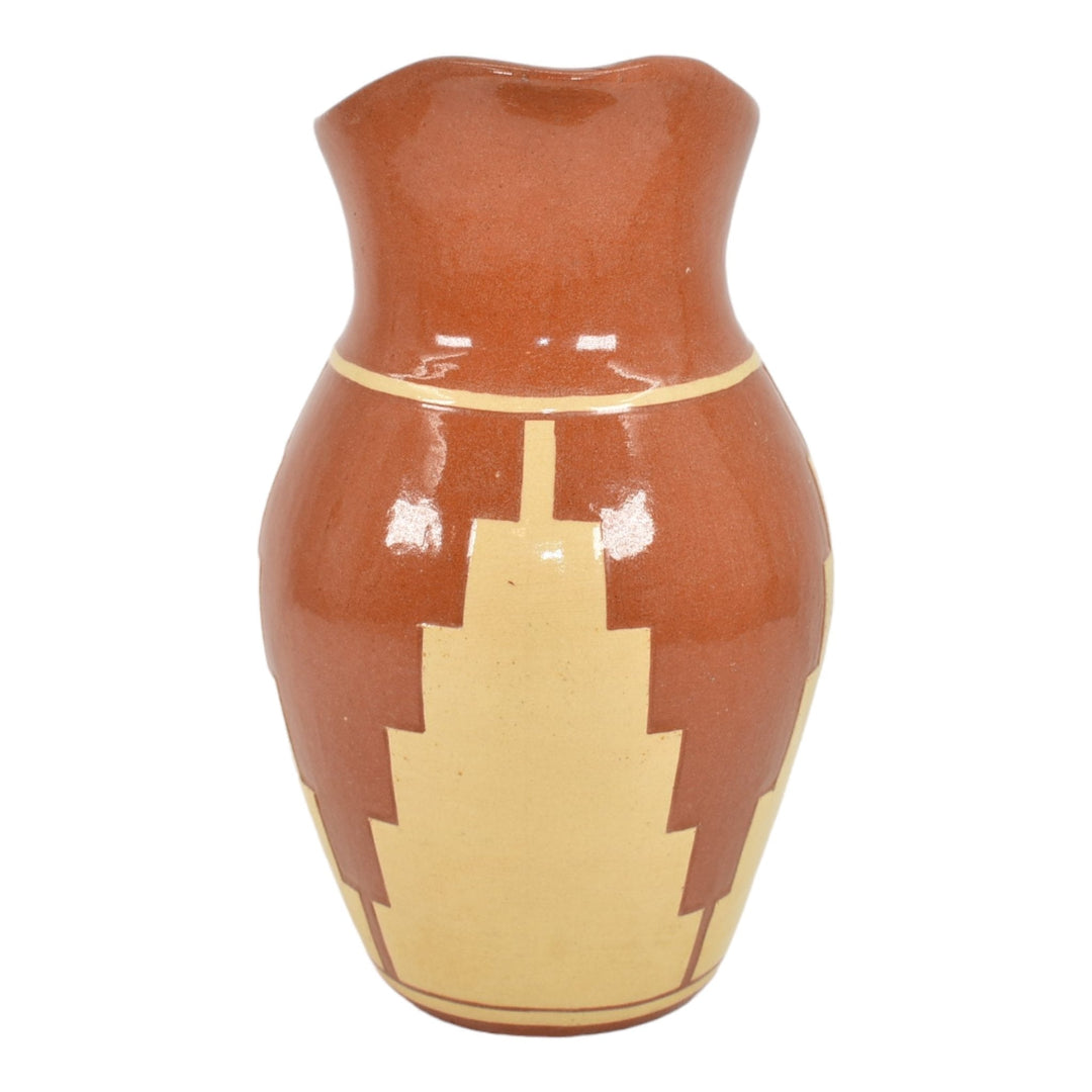 Pine Ridge Sioux Dakota Art Pottery Native American Brown Ceramic Pitcher Irving - Just Art Pottery
