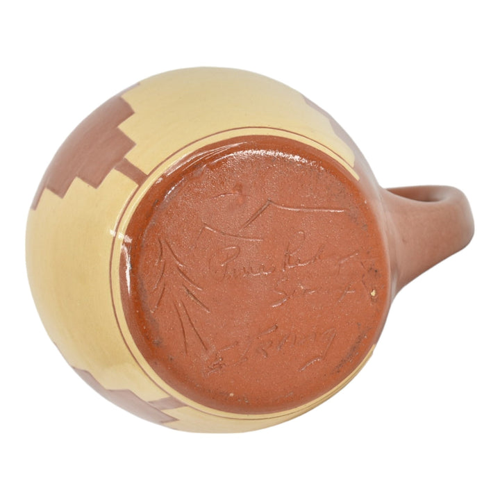 Pine Ridge Sioux Dakota Art Pottery Native American Brown Ceramic Pitcher Irving - Just Art Pottery