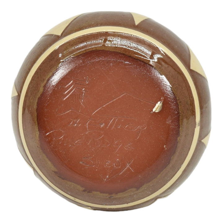 Pine Ridge Sioux Dakota Art Pottery Hand Made Native American Brown Vase Cottier - Just Art Pottery