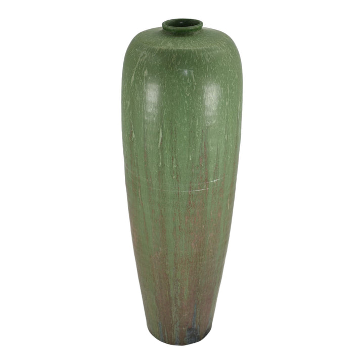 Ephraim Faience 2000 Hand Made Experimental Pottery Cattail Green Ceramic Vase