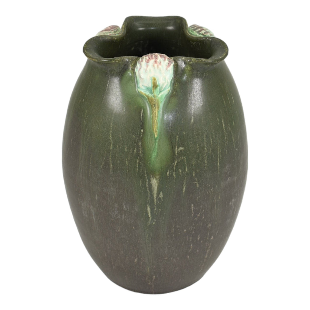 Ephraim Faience 2007 Hand Made Art Pottery Clover Green Ceramic Vase A14