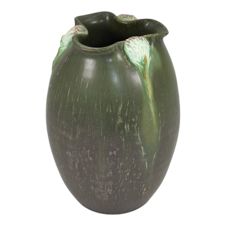 Ephraim Faience 2007 Hand Made Art Pottery Clover Green Ceramic Vase A14