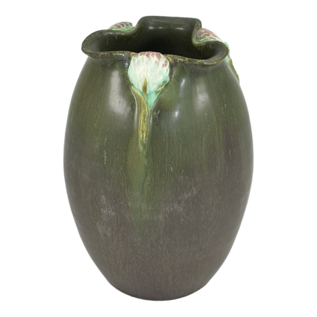 Ephraim Faience 2007 Hand Made Art Pottery Clover Green Ceramic Vase A14