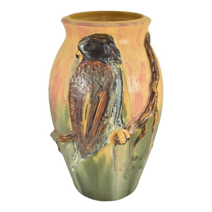 Ephraim Faience 2003 Limited Edition Hand Made Art Pottery Falcon Bird Vase 301 - Just Art Pottery