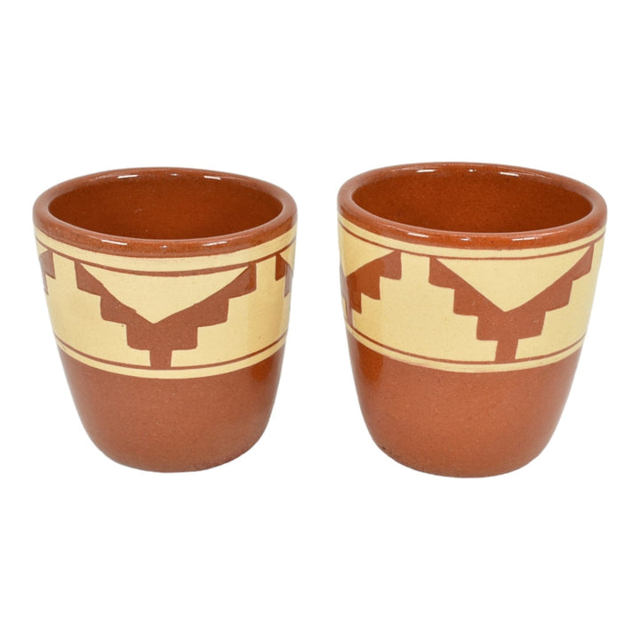 Pine Ridge Sioux Dakota Pottery Hand Made Native American Brown Tumblers Talbot