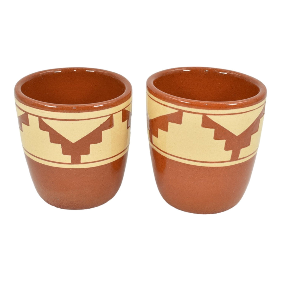 Pine Ridge Sioux Dakota Pottery Hand Made Native American Brown Tumblers Talbot