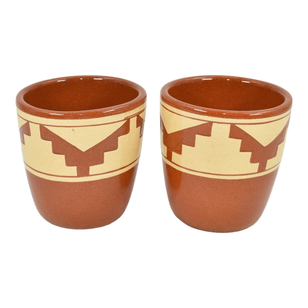 Pine Ridge Sioux Dakota Pottery Hand Made Native American Brown Tumblers Talbot