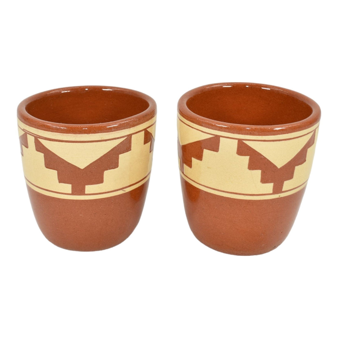 Pine Ridge Sioux Dakota Pottery Hand Made Native American Brown Tumblers Talbot