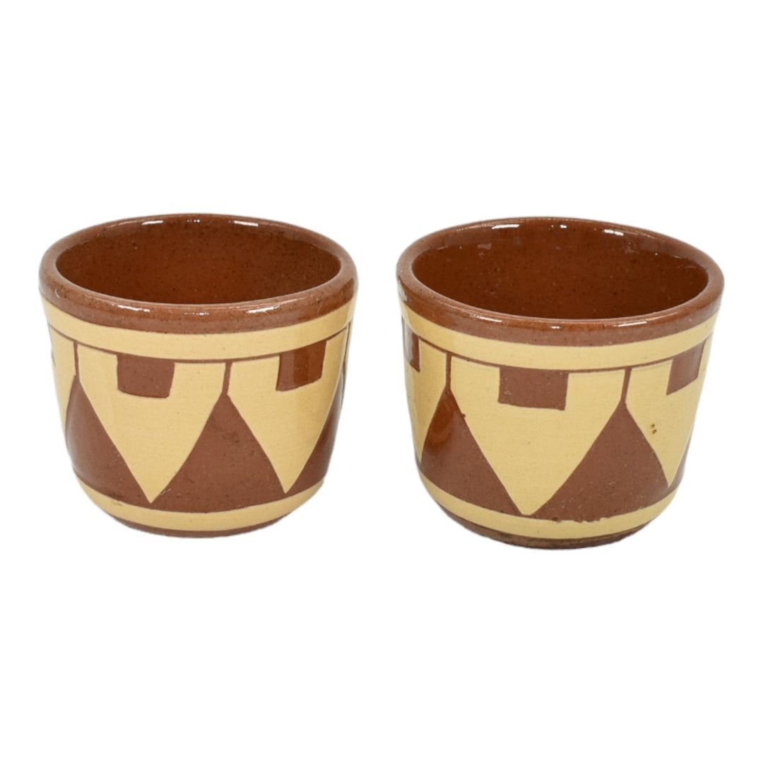 Pine Ridge Sioux Dakota Pottery Hand Made Native American Brown Tiny Cups Talbot