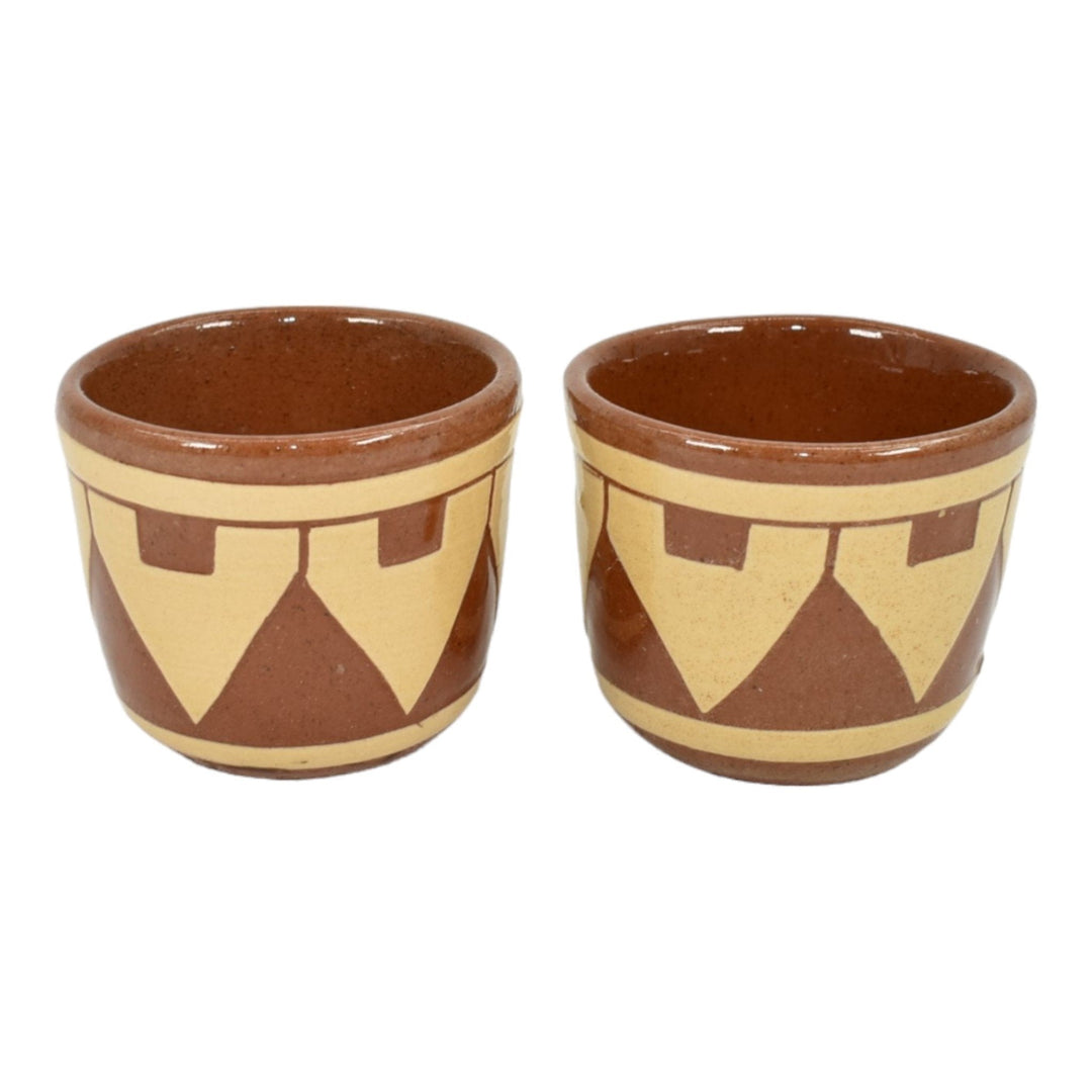 Pine Ridge Sioux Dakota Pottery Hand Made Native American Brown Tiny Cups Talbot