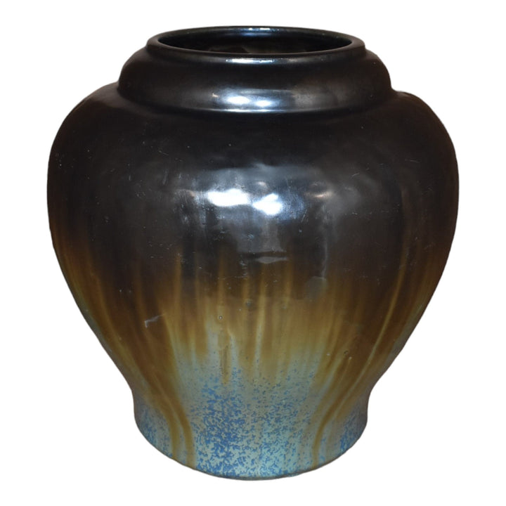 Fulper 1917-23 Arts And Crafts Pottery Black Blue Flambe Glaze Ceramic Vase 591