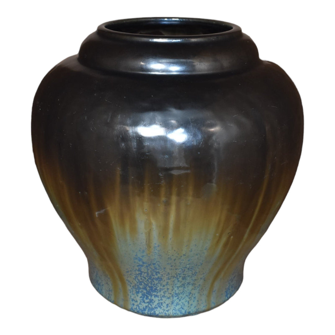 Fulper 1917-23 Arts And Crafts Pottery Black Blue Flambe Glaze Ceramic Vase 591 - Just Art Pottery