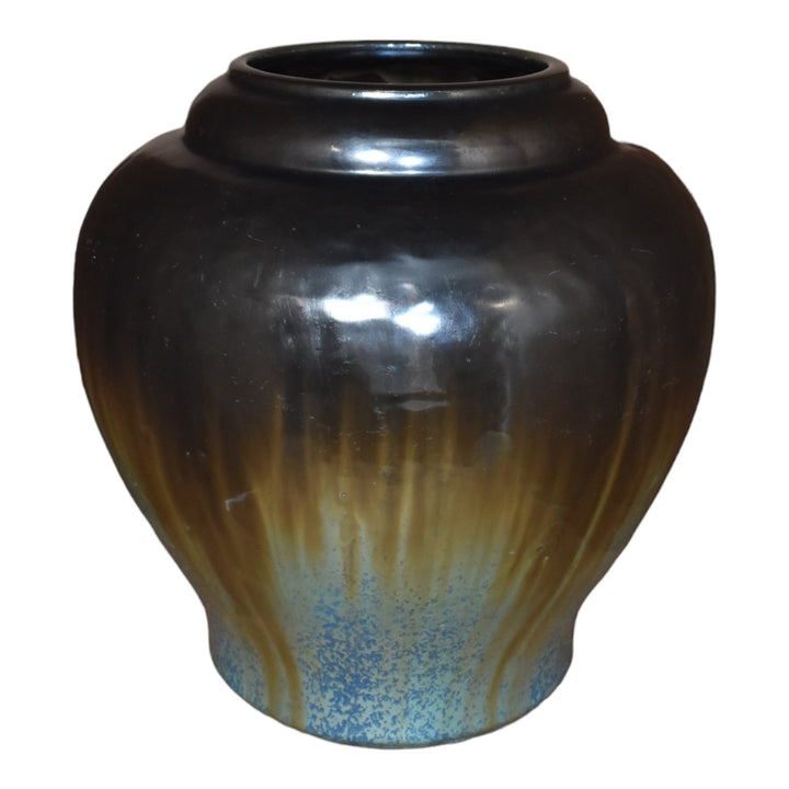 Fulper 1917-23 Arts And Crafts Pottery Black Blue Flambe Glaze Ceramic Vase 591 - Just Art Pottery