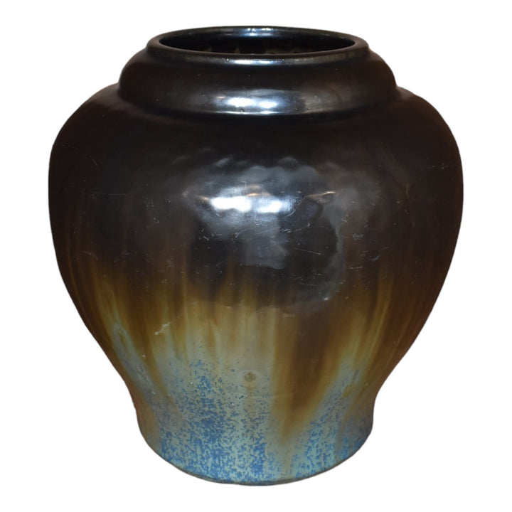 Fulper 1917-23 Arts And Crafts Pottery Black Blue Flambe Glaze Ceramic Vase 591 - Just Art Pottery