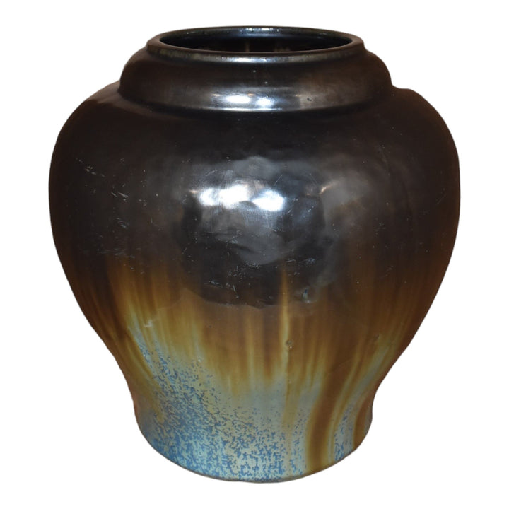 Fulper 1917-23 Arts And Crafts Pottery Black Blue Flambe Glaze Ceramic Vase 591 - Just Art Pottery