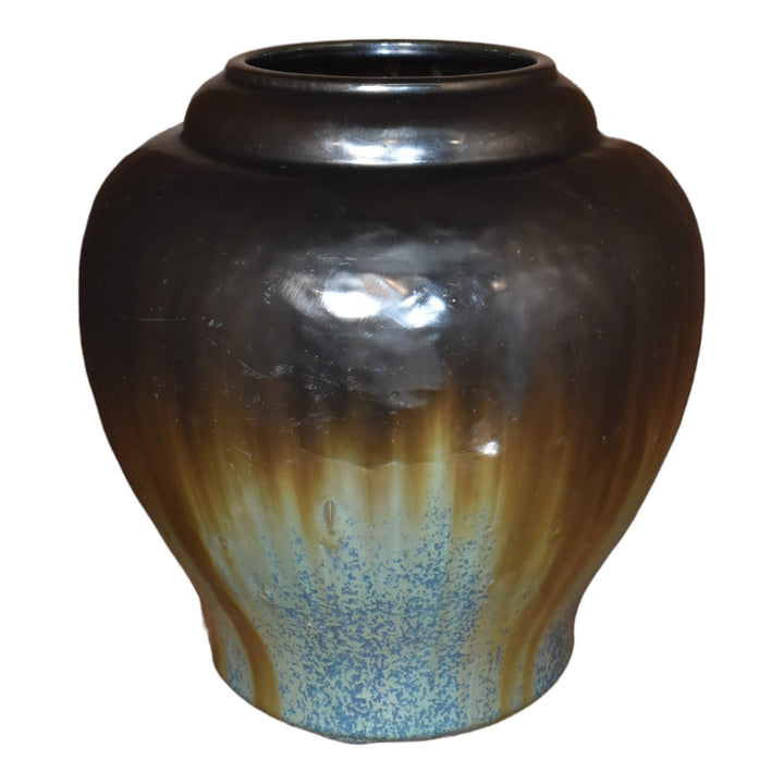 Fulper 1917-23 Arts And Crafts Pottery Black Blue Flambe Glaze Ceramic Vase 591 - Just Art Pottery