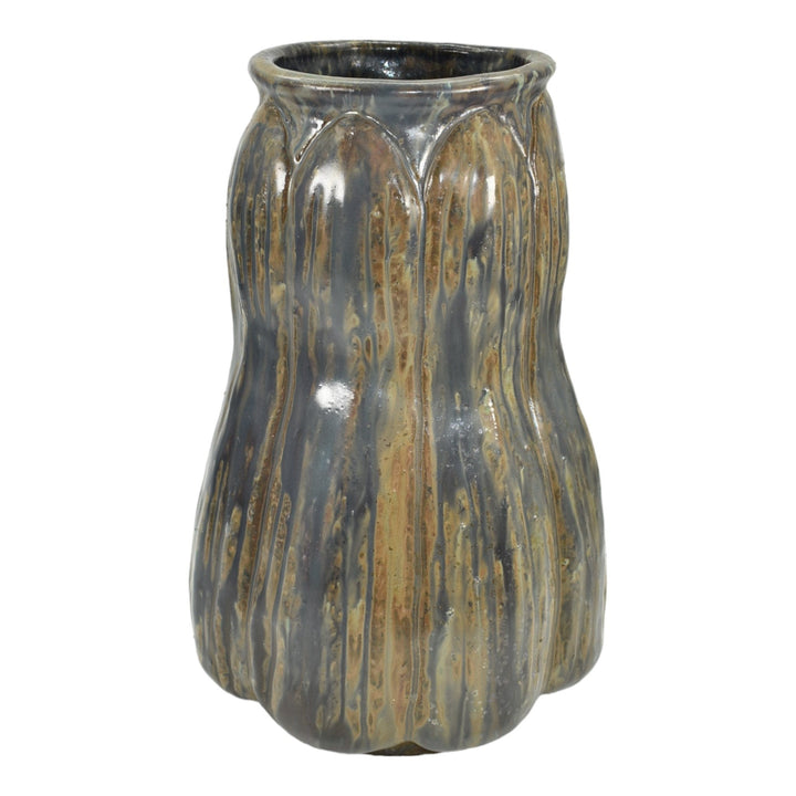 Alexandre Bigot French Vintage Art Nouveau Pottery Brown And Gray Ceramic Vase