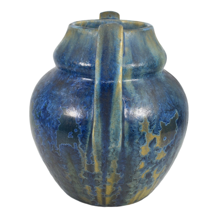 Pierrefonds French Pottery Mottled Tan Blue Crystalline Ceramic Vase 307