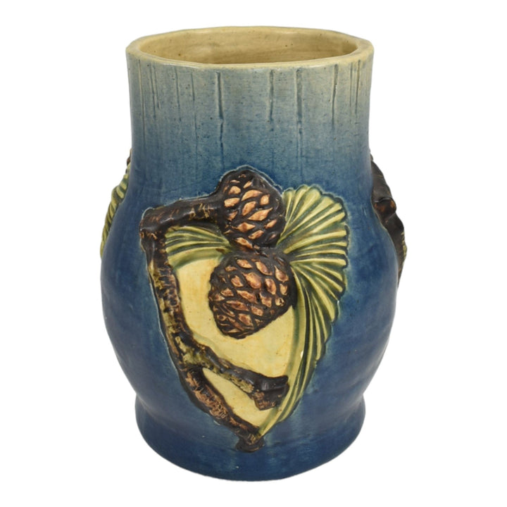Roseville Experimental Pine Cone Blue Vintage Pottery Hand Crafted Ceramic Vase - Just Art Pottery