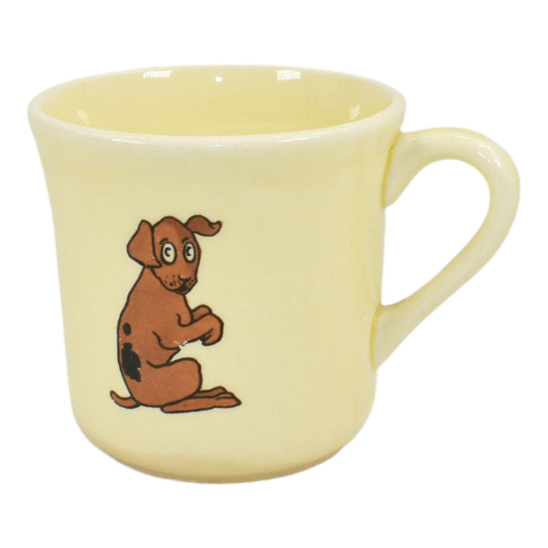 Mount Clemens Vintage Art Pottery Juvenile Creamware Dog And Chick Mug - Just Art Pottery