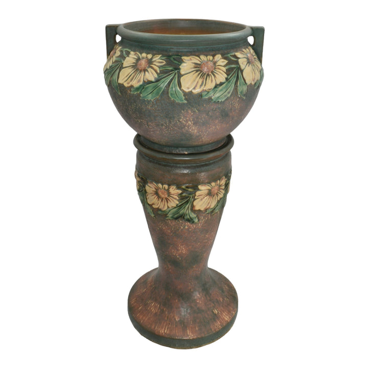 Roseville Dahlrose 1928 Vintage Art Pottery Ceramic Jardiniere Pedestal 614-10