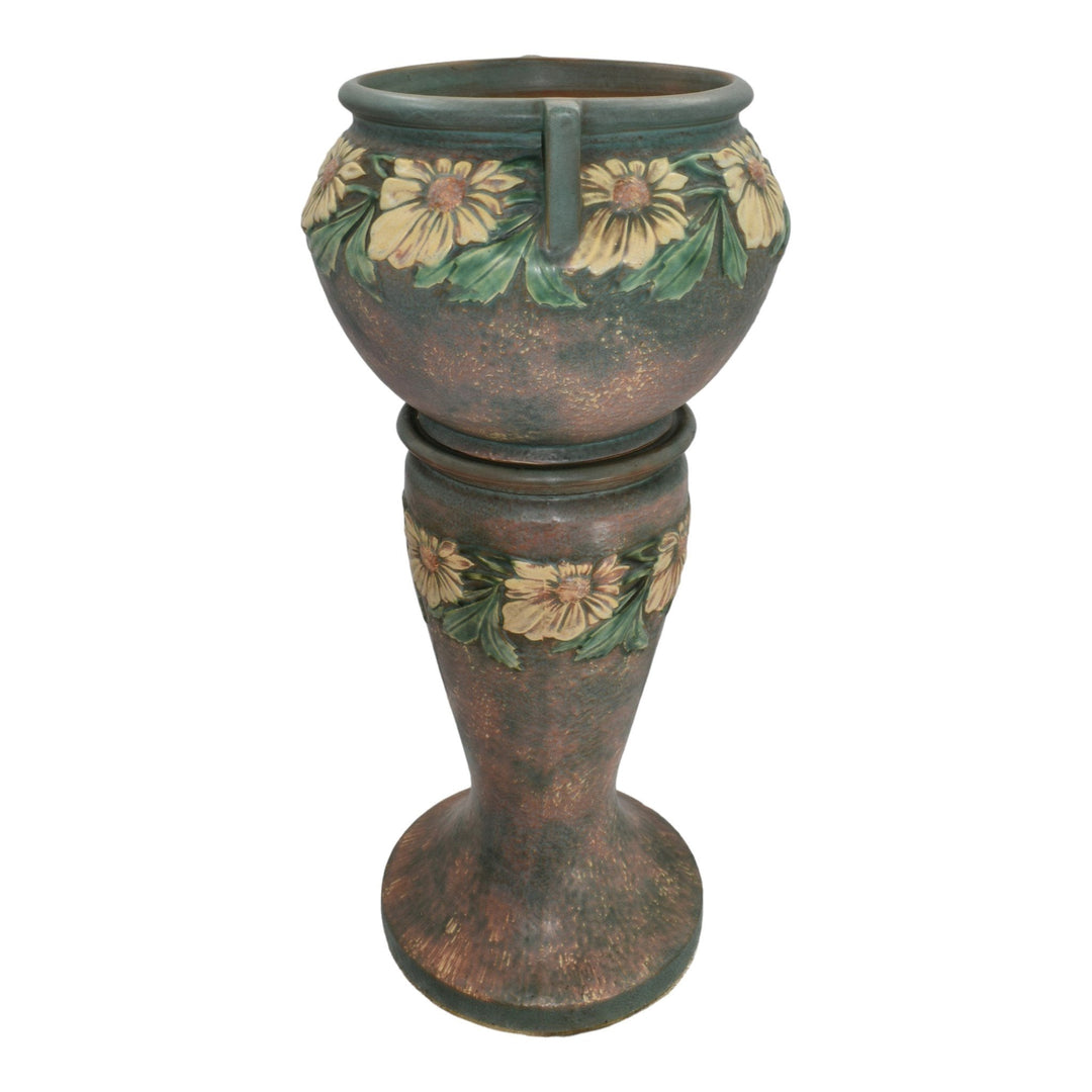 Roseville Dahlrose 1928 Vintage Art Pottery Ceramic Jardiniere Pedestal 614-10