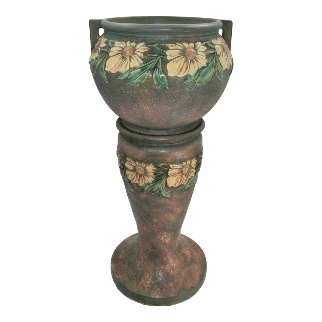 Roseville Dahlrose 1928 Vintage Art Pottery Ceramic Jardiniere Pedestal 614-10