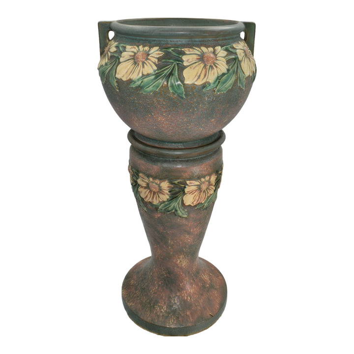 Roseville Dahlrose 1928 Vintage Art Pottery Ceramic Jardiniere Pedestal 614-10