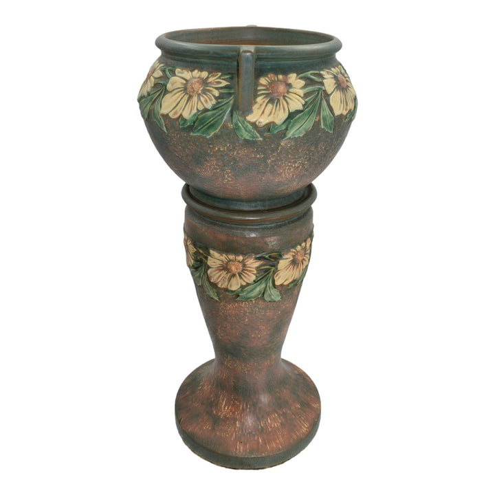 Roseville Dahlrose 1928 Vintage Art Pottery Ceramic Jardiniere Pedestal 614-10