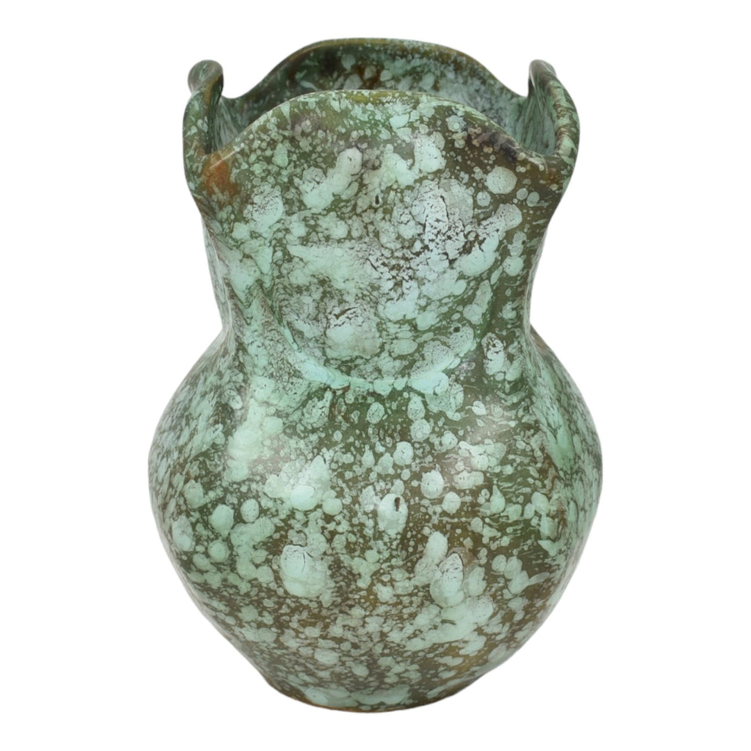 Weller Variant 1930s Art Pottery Mottled Green Experimental Glaze Ceramic Vase