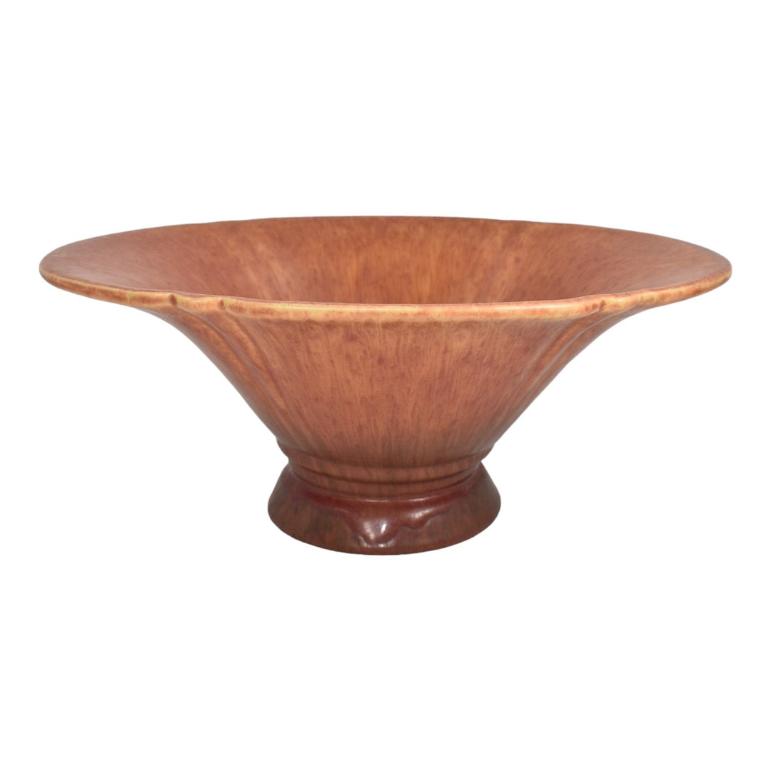 Roseville Windsor Brown 1931 Arts And Crafts Pottery Ceramic Console Bowl 167-12 - Just Art Pottery