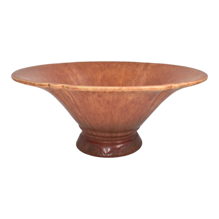 Roseville Windsor Brown 1931 Arts And Crafts Pottery Ceramic Console Bowl 167-12 - Just Art Pottery