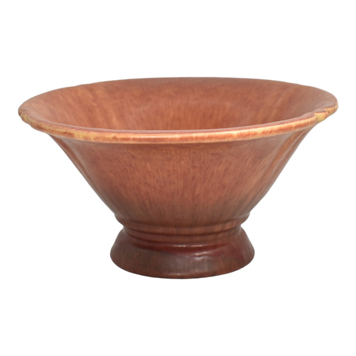 Roseville Windsor Brown 1931 Arts And Crafts Pottery Ceramic Console Bowl 167-12 - Just Art Pottery