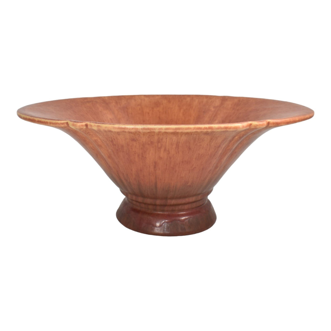 Roseville Windsor Brown 1931 Arts And Crafts Pottery Ceramic Console Bowl 167-12 - Just Art Pottery