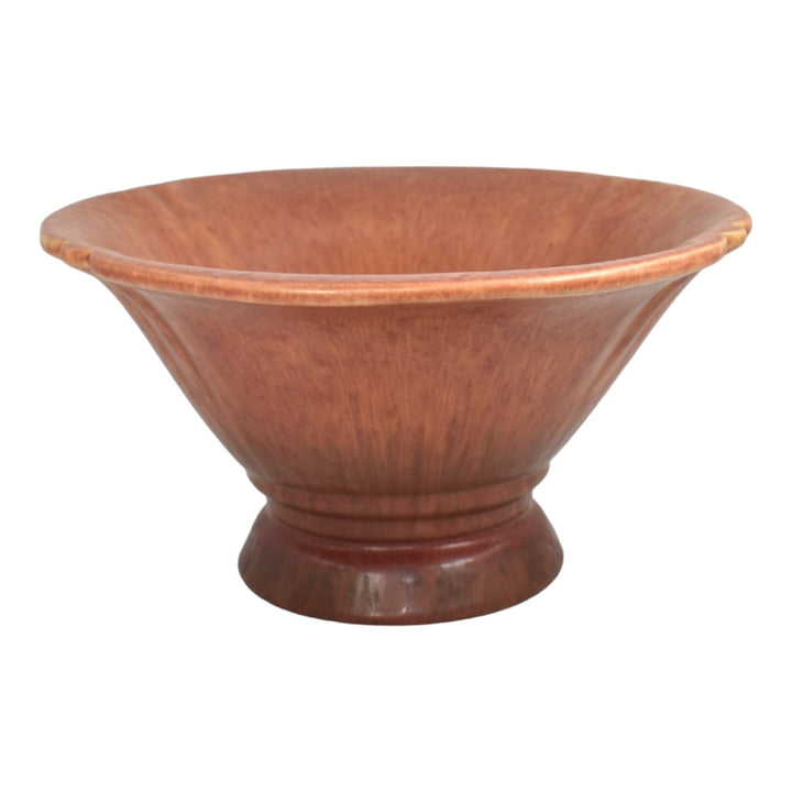 Roseville Windsor Brown 1931 Arts And Crafts Pottery Ceramic Console Bowl 167-12 - Just Art Pottery