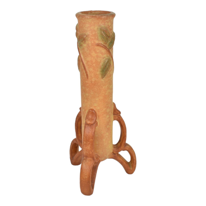 Weller Goldenglow 20s-33 Vintage Art Pottery Mottled Orange Ceramic Bud Vase - Just Art Pottery