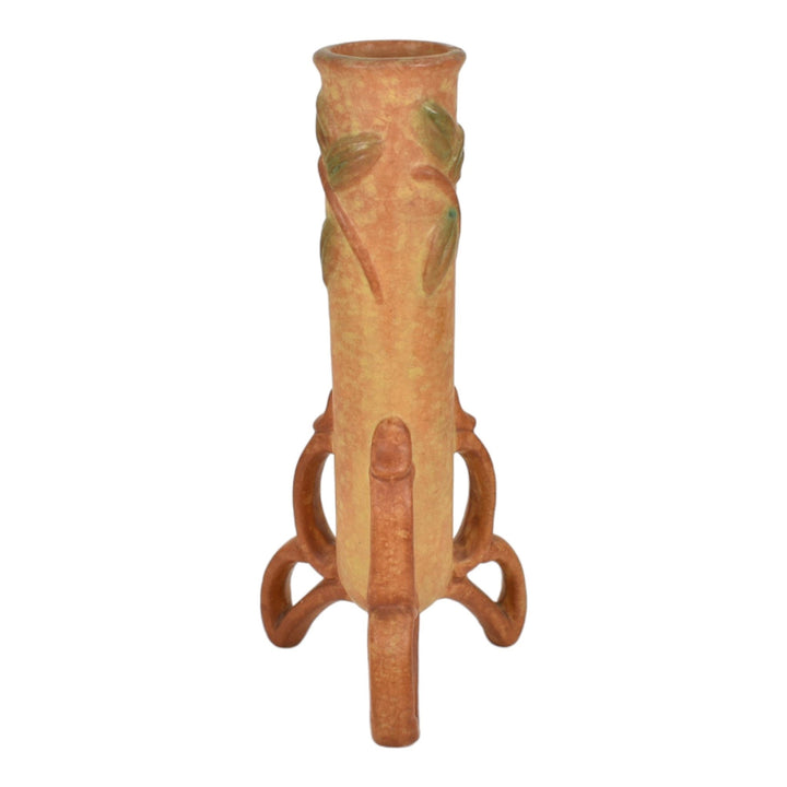 Weller Goldenglow 20s-33 Vintage Art Pottery Mottled Orange Ceramic Bud Vase - Just Art Pottery
