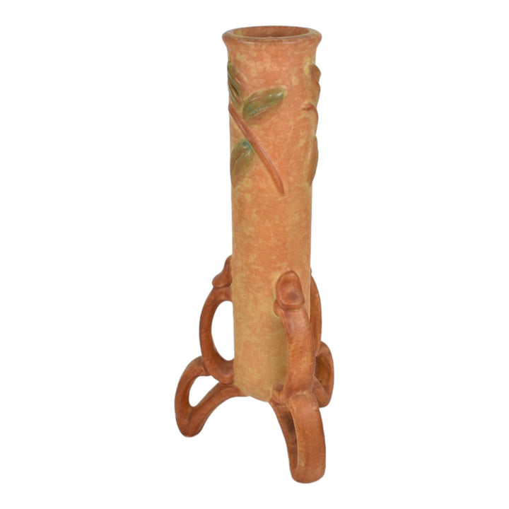 Weller Goldenglow 20s-33 Vintage Art Pottery Mottled Orange Ceramic Bud Vase - Just Art Pottery