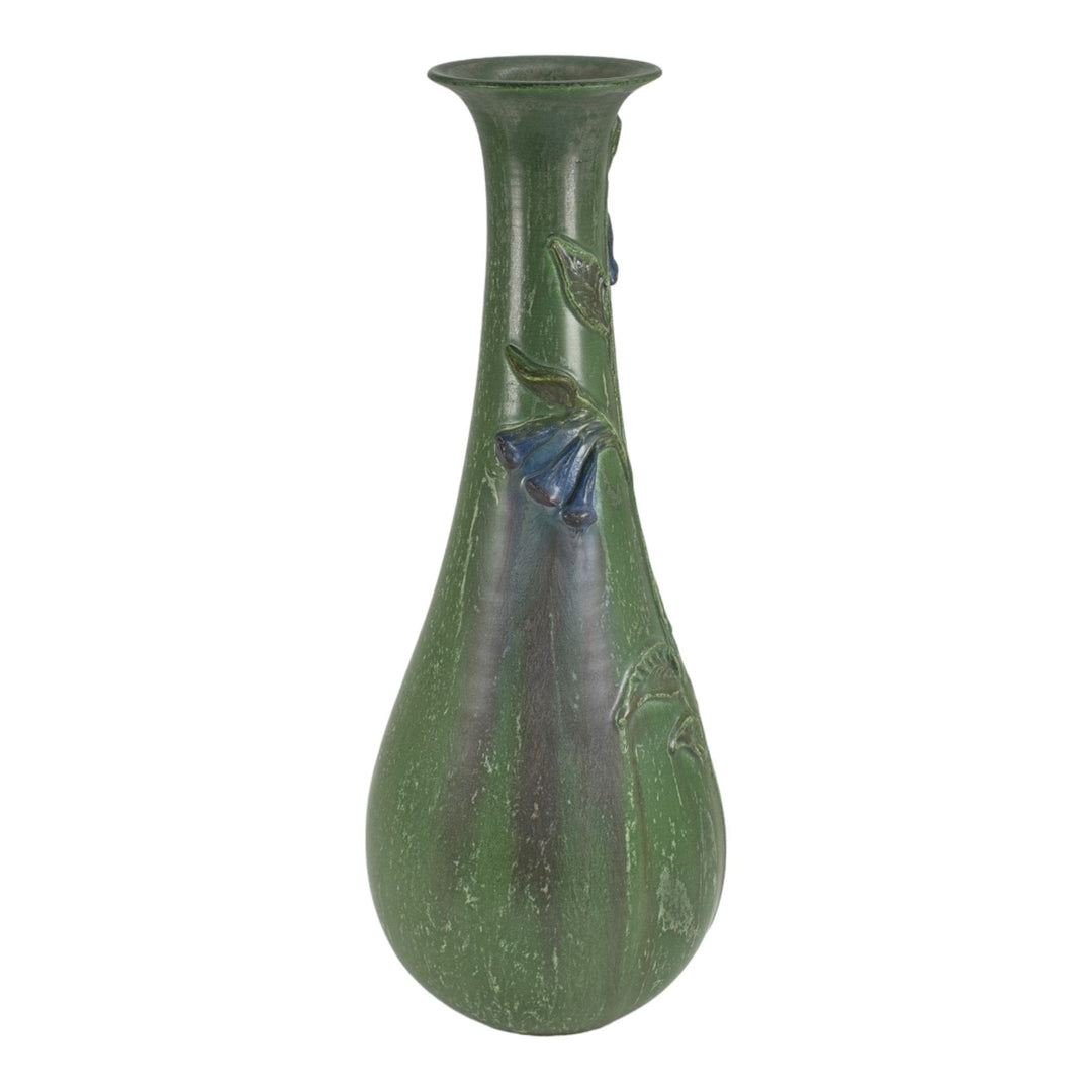 Ephraim Faience 2006 Hand Made Art Pottery Bluebells Green Show Piece Vase 651